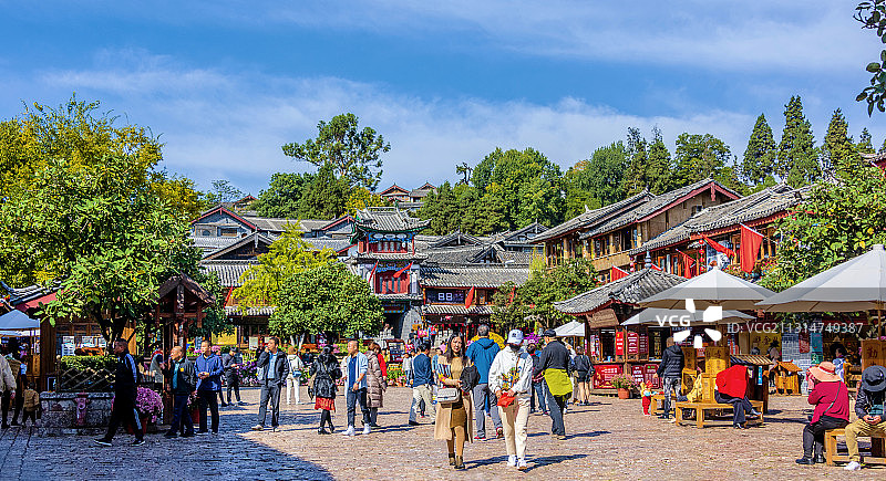 中国云南省丽江市丽江古城四方街图片素材