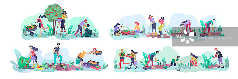 农民进行耕作和园艺活动图片素材