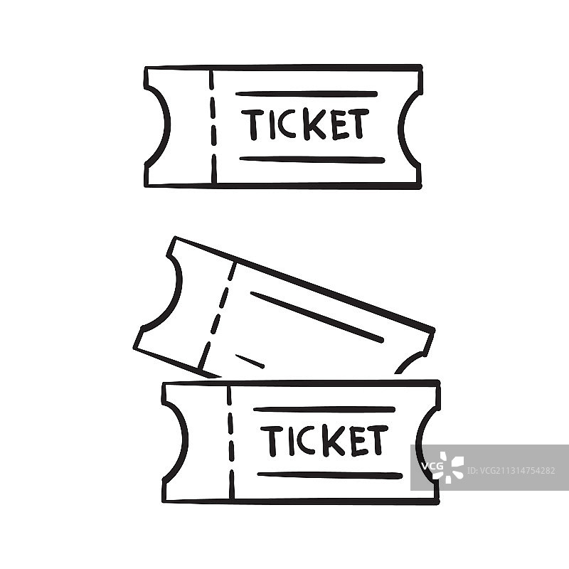 手绘涂鸦票券图标图片素材