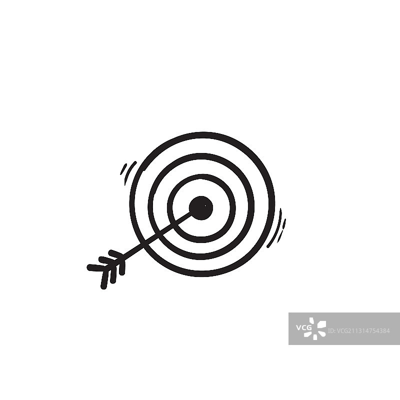 手绘涂鸦：箭头和靶心图标图片素材