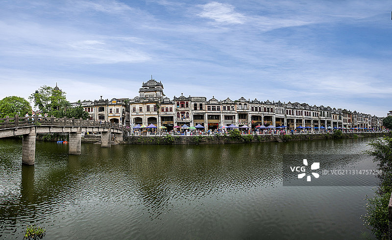 广东江门市世界文化遗产开平赤坎古镇欧陆风情街图片素材