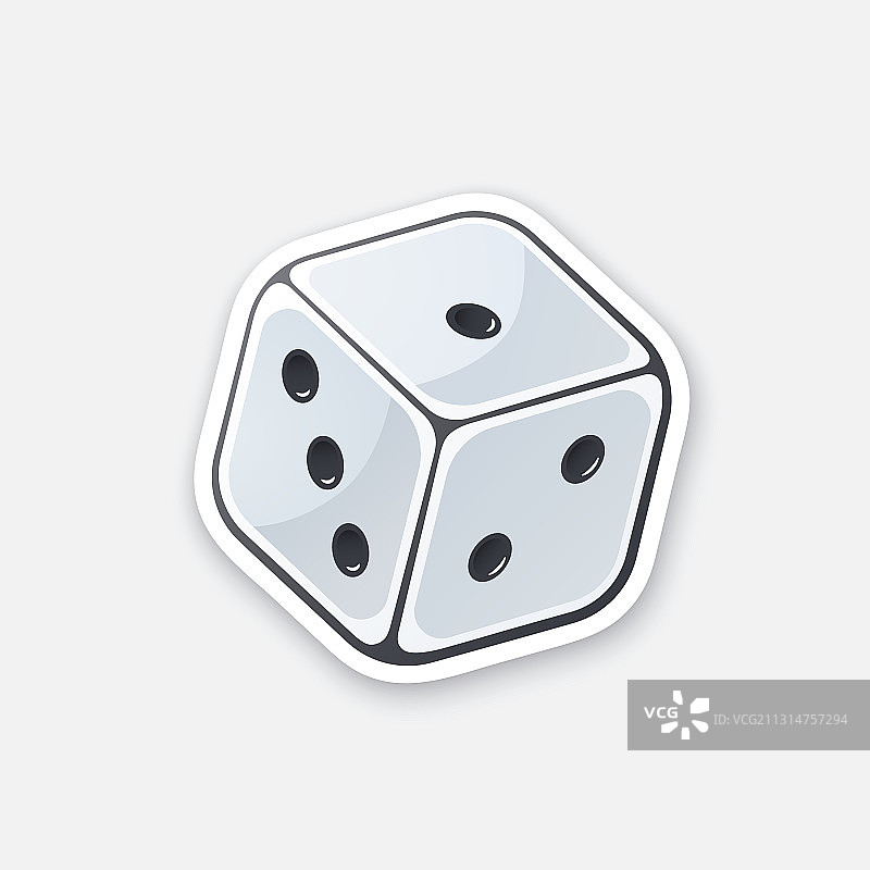 白色骰子轮廓贴纸图片素材