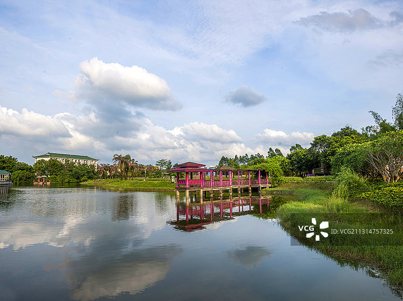 广东江门市世界文化遗产开平立园湖园林建筑图片素材