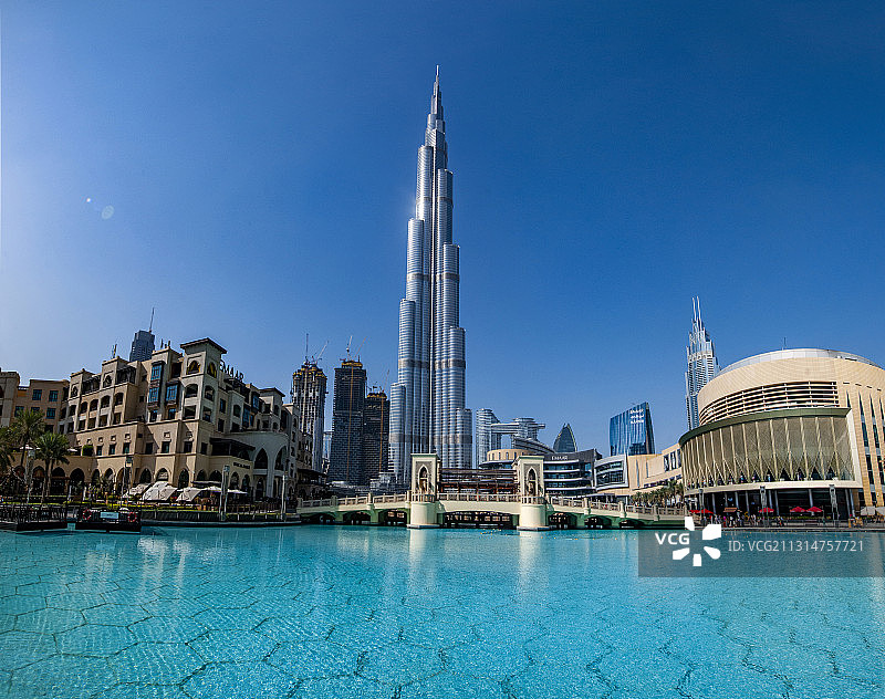 阿联酋迪拜哈利法塔音乐喷泉广场图片素材