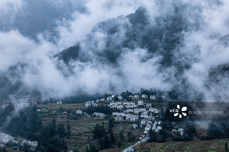 四川省万源市山村新农村建设图片素材