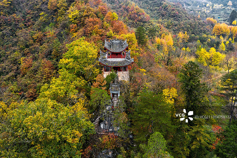 陕西巴中张良庙秋色图片素材