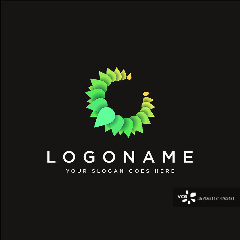 鲜艳霓虹抽象现代叶子标志图标图片素材