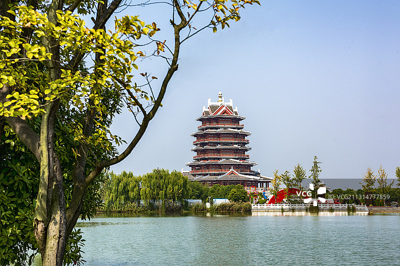 江苏省徐州市邳州沙沟湖水杉公园图片素材