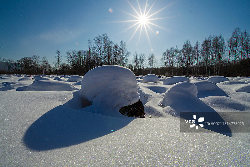黑龙江省双鸭山市饶河雪景图片素材