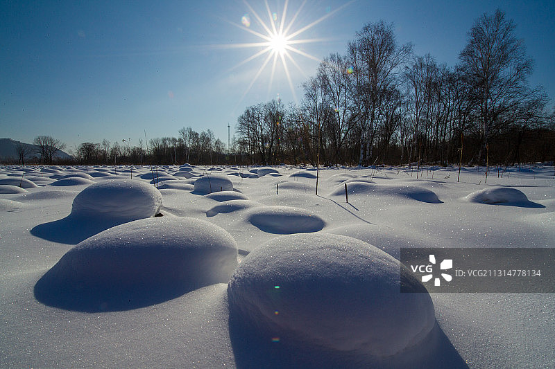 黑龙江省双鸭山市饶河雪景图片素材