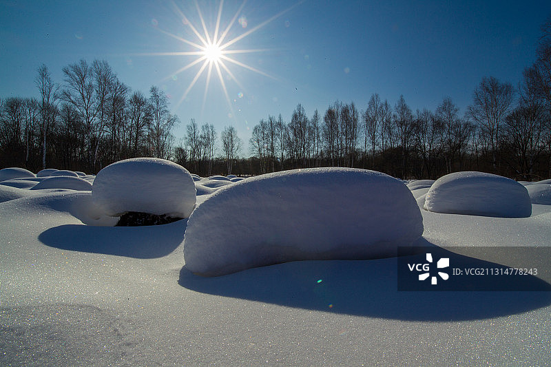 黑龙江省双鸭山市饶河雪景图片素材