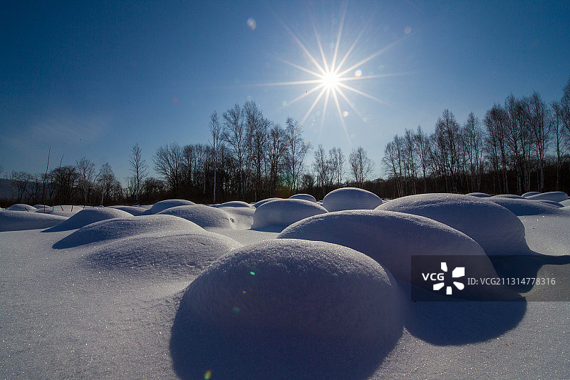 黑龙江省双鸭山市饶河雪景图片素材