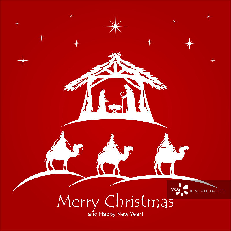红色背景上的基督教圣诞节图片素材