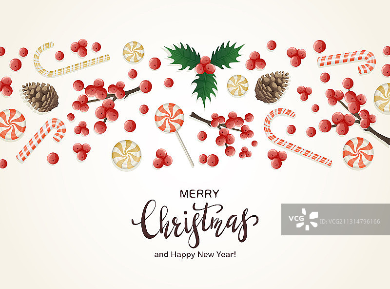 带有冬青浆果的圣诞装饰图片素材