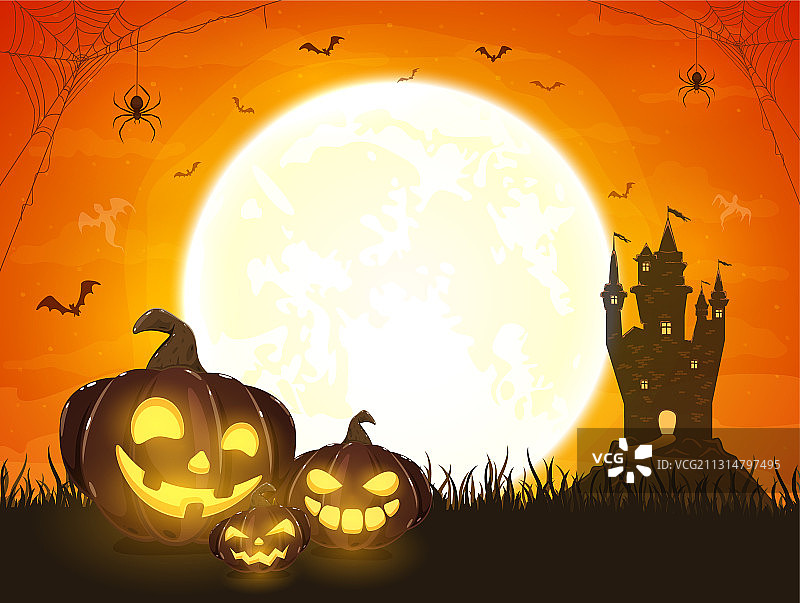 带南瓜的橙色万圣节背景图片素材