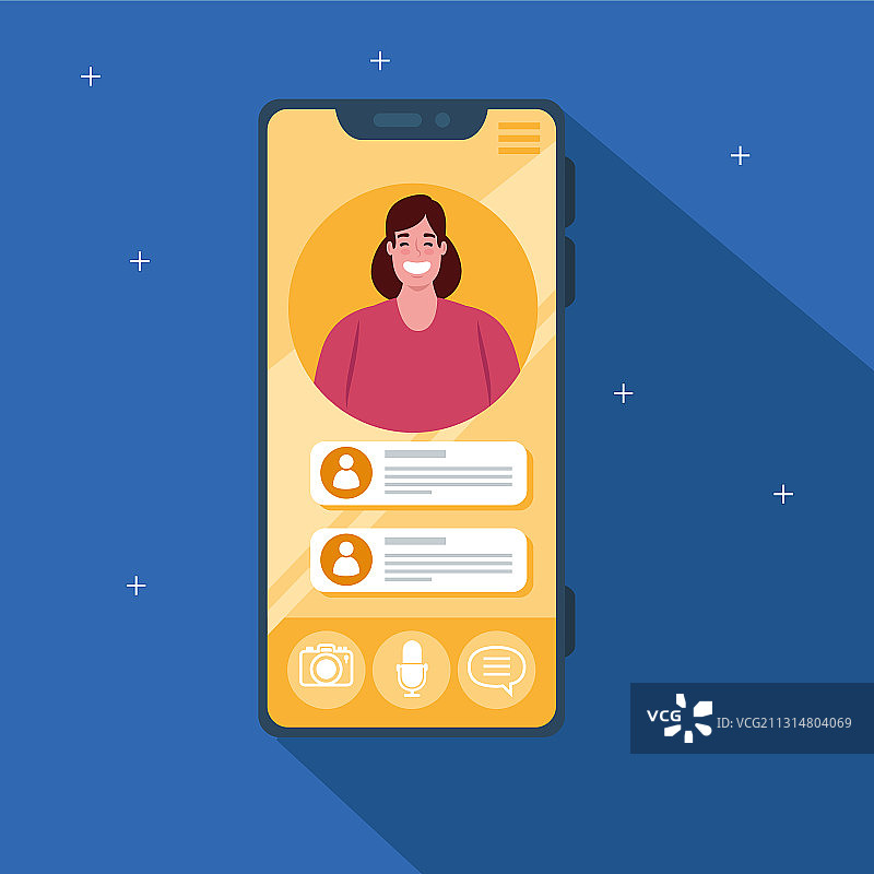 年轻人智能手机视频通话界面图片素材