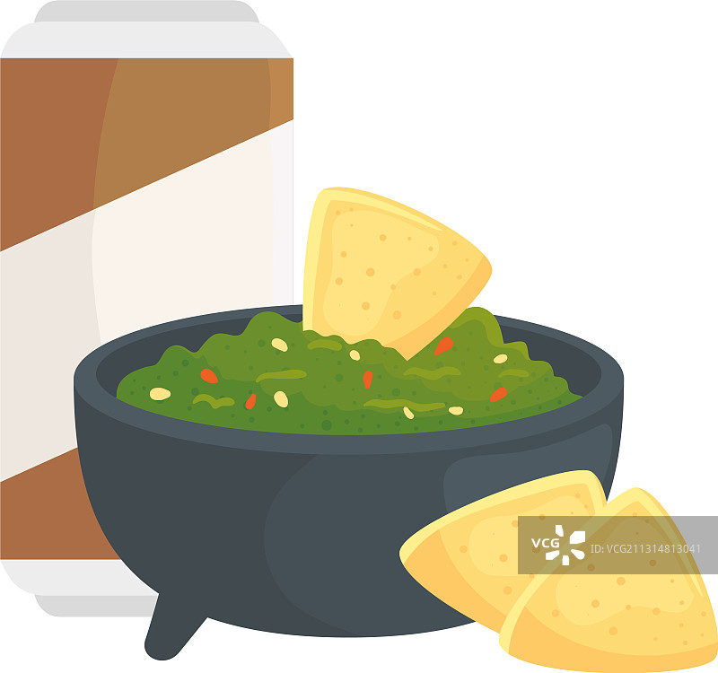 牛油果酱配玉米片和罐装啤酒图片素材