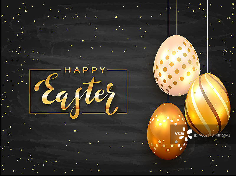 带有三个金色元素的黑色黑板背景图片素材