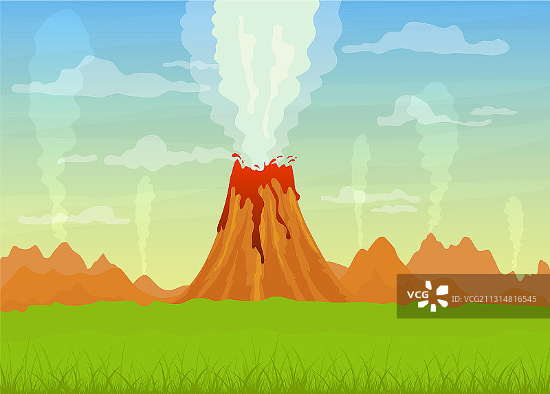 带熔岩的喷发火山图片素材