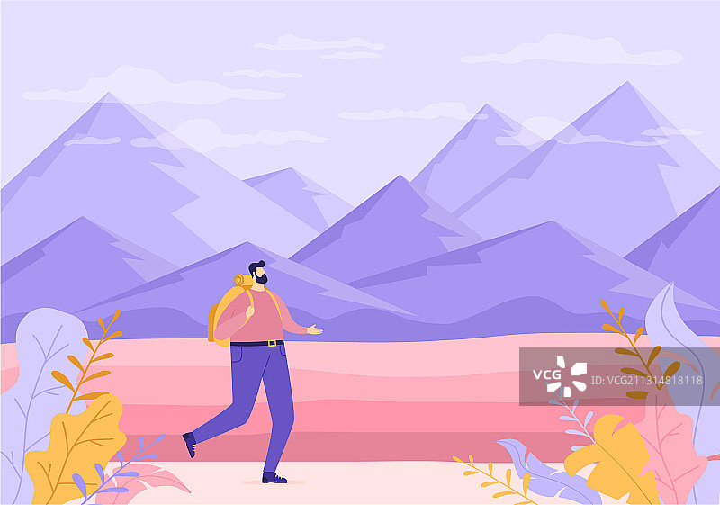 自然风光中的背包旅行者图片素材