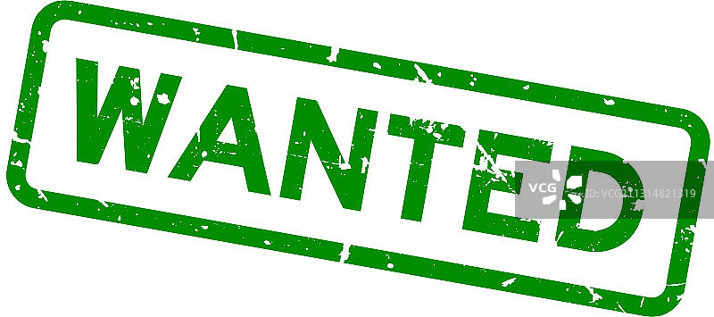 绿色怀旧风格通缉词语方形橡胶印章图片素材