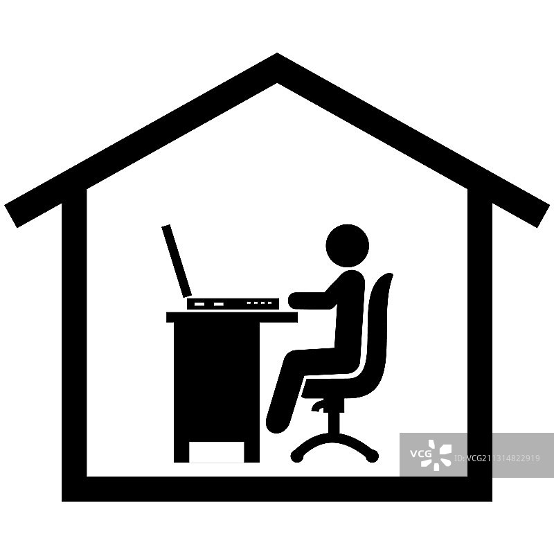 在家工作（黑色）图片素材