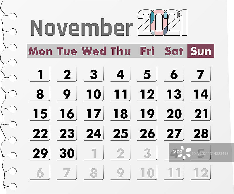 2021年11月日历图片素材