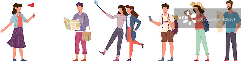 游客与导游旅行团图片素材