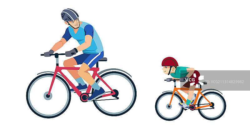 父亲教儿子骑自行车图片素材