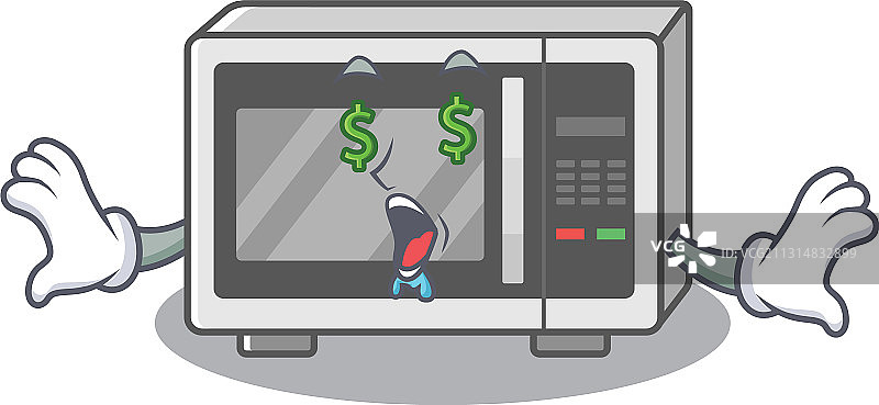 快乐富有的微波炉卡通角色图片素材