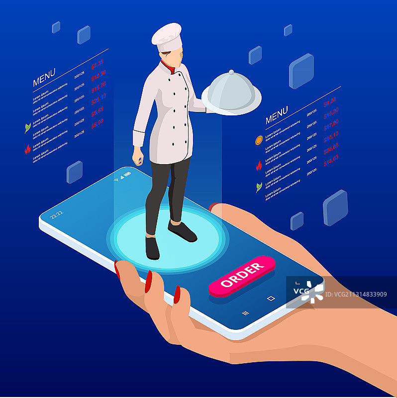 2.5D在线烹饪课程概念图片素材