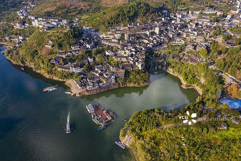 湖南湘西：航拍芙蓉镇图片素材