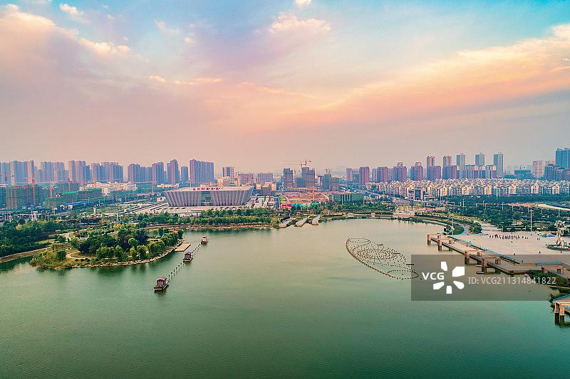 航拍亳州市政公园图片素材