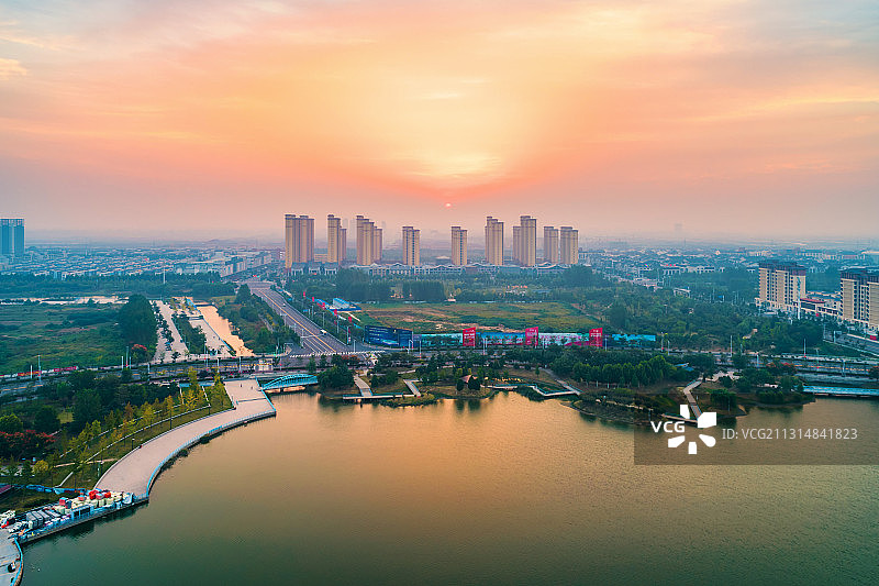 航拍亳州市政公园图片素材