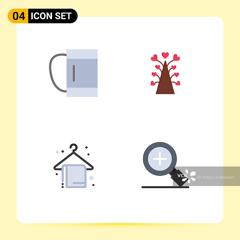 4个创意扁平风格沙滩包毛巾图标包图片素材