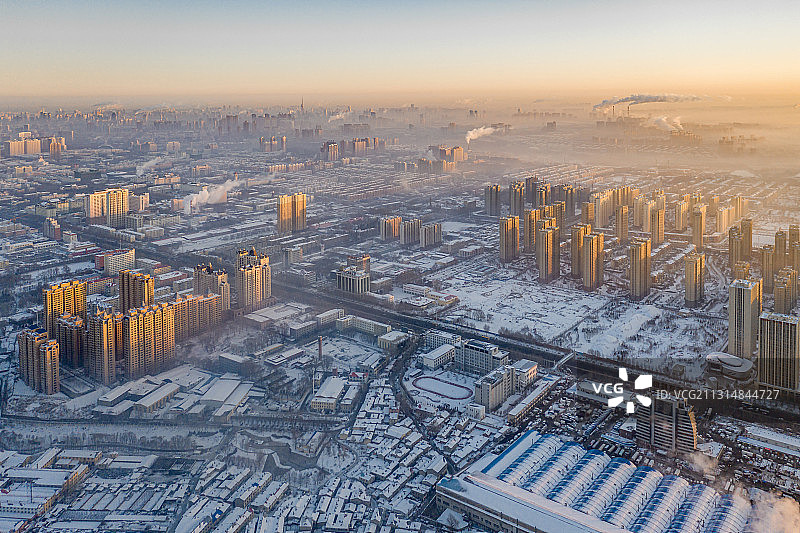黑龙江省哈尔滨市雪景城市风光图片素材