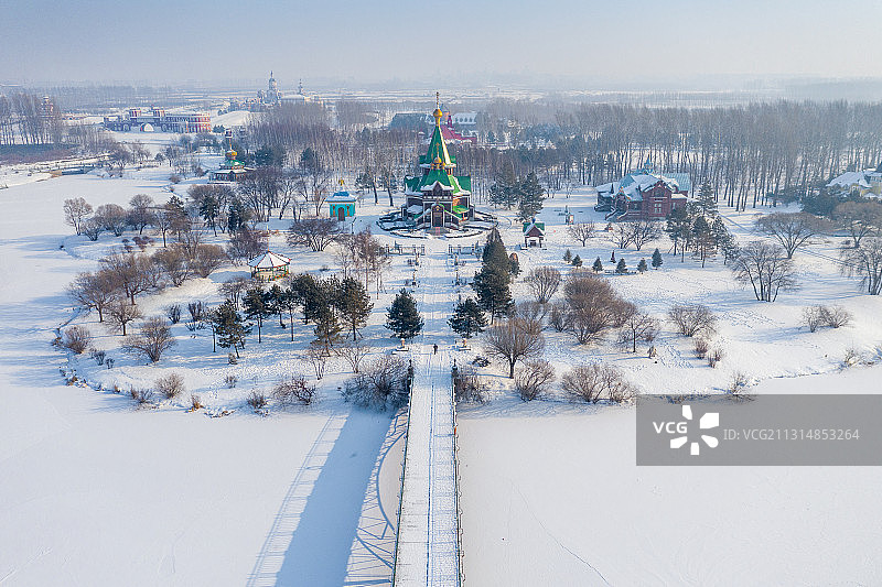 黑龙江省哈尔滨市香坊区伏尔加庄园冬季雪景图片素材