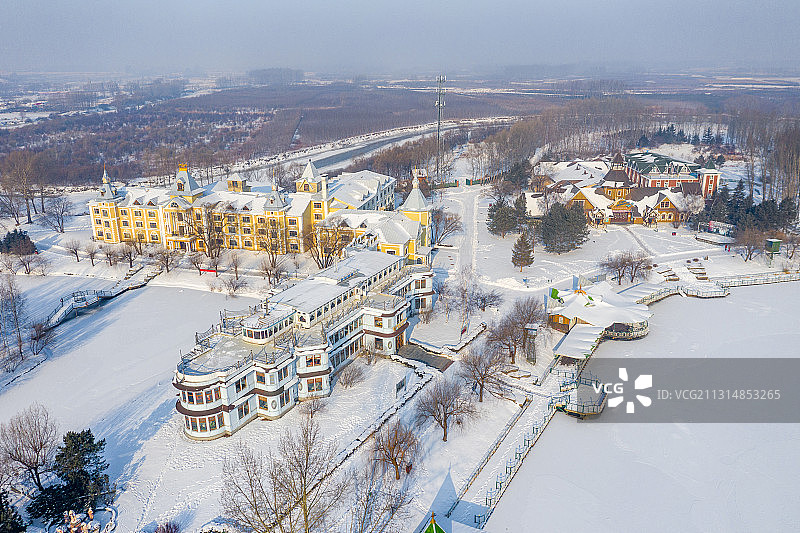 黑龙江省哈尔滨市香坊区伏尔加庄园冬季雪景图片素材