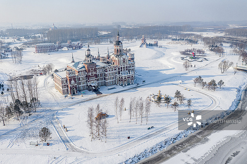 黑龙江省哈尔滨市香坊区伏尔加庄园冬季雪景图片素材