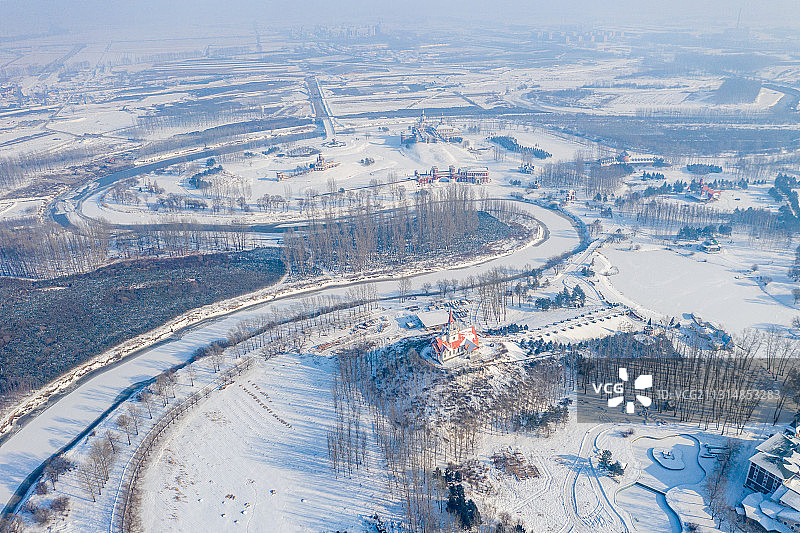 黑龙江省哈尔滨市香坊区伏尔加庄园冬季雪景图片素材