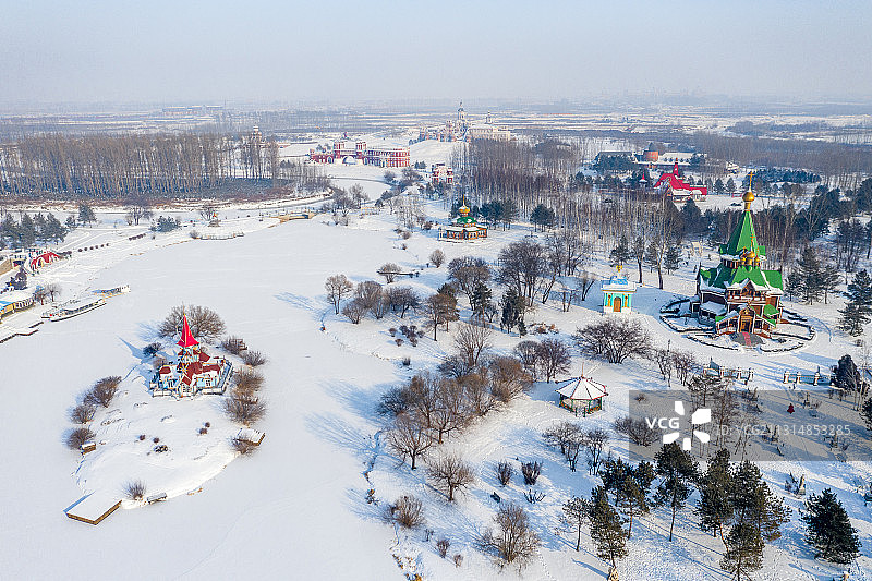 黑龙江省哈尔滨市香坊区伏尔加庄园冬季雪景图片素材