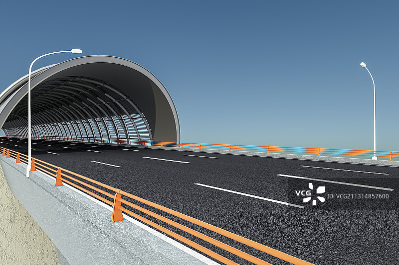 三维制作高速道路和穹顶图片素材