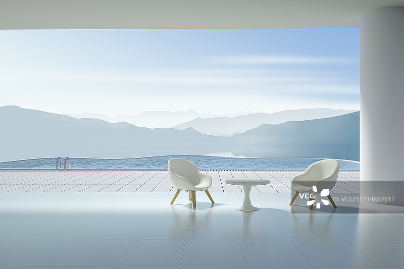 游泳池旁的休息区图片素材