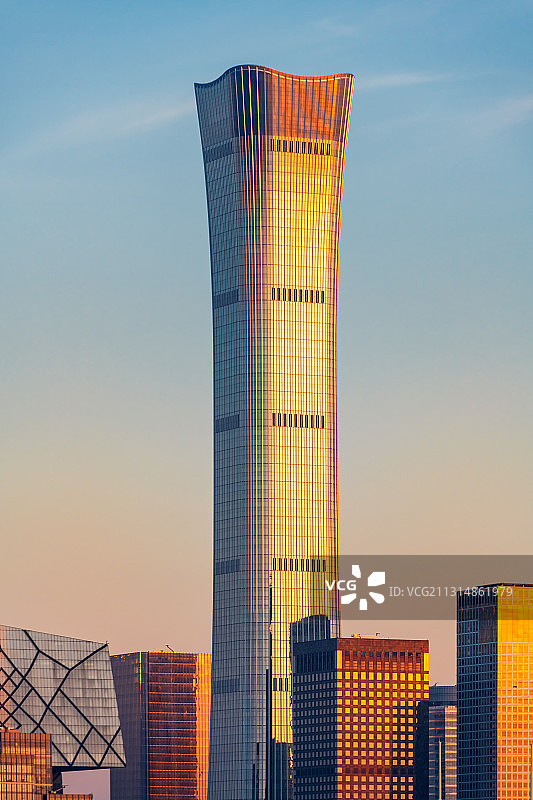 北京朝阳区国贸CBD日落时分黄昏户外风光特写图片素材