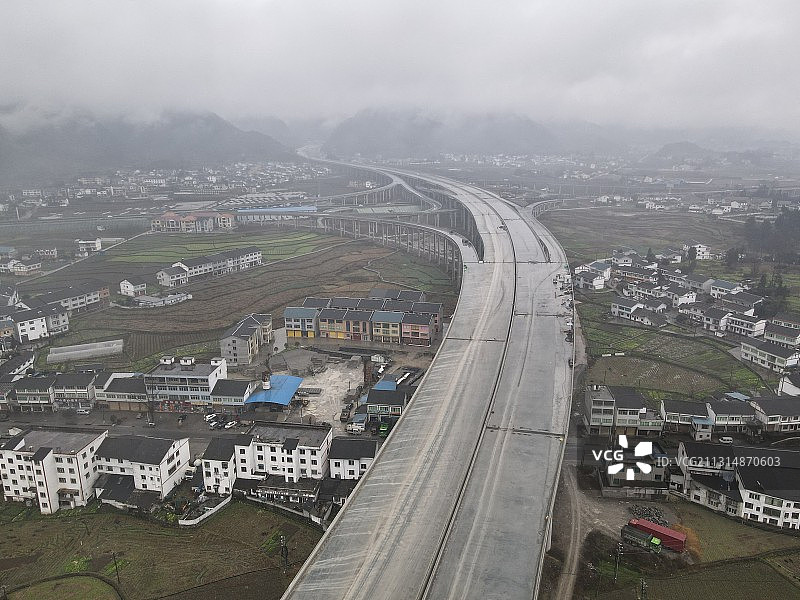 贵州省遵义市绥阳县蒲场镇：兰海高速重遵扩容工程蒲场枢纽互通图片素材