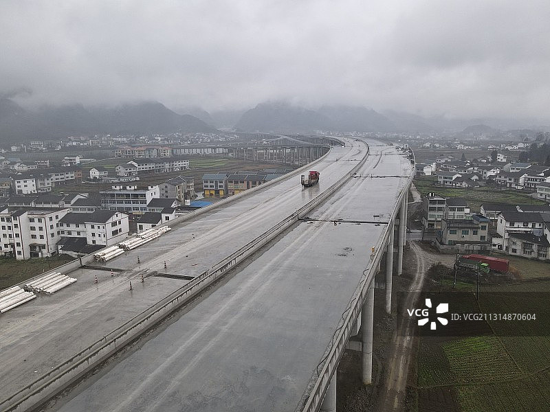 贵州省遵义市绥阳县蒲场镇：兰海高速重遵扩容工程蒲场枢纽互通图片素材