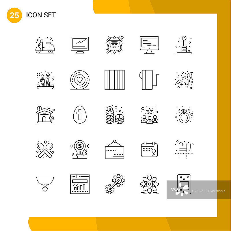 用户界面包：25个基本街机线条图片素材