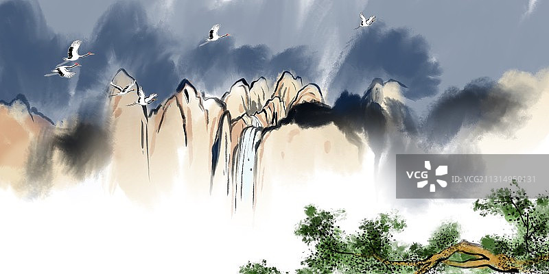 望庐山瀑布图片素材