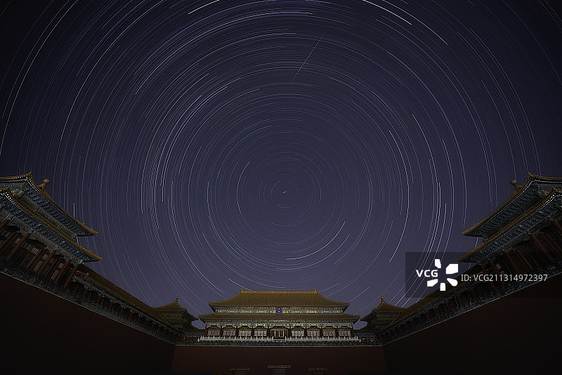 北京故宫午门星轨图片素材