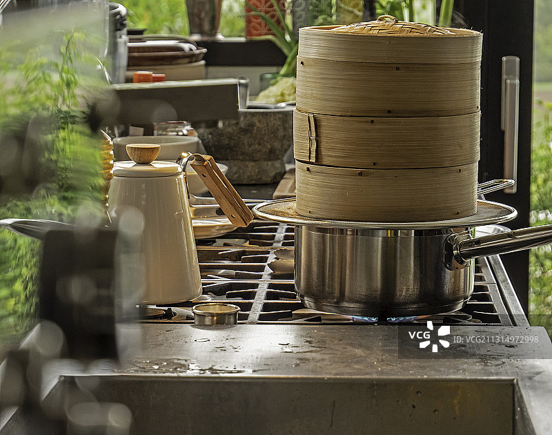 日式蒸笼特写镜头图片素材